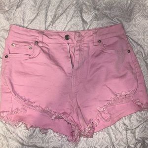 Pink large jean shorts women